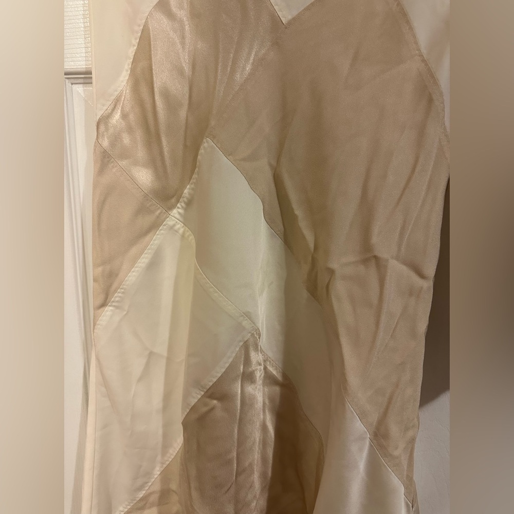 J. Crew Cream and White Satin Patchwork Midi Skirt - Picture 4 of 9